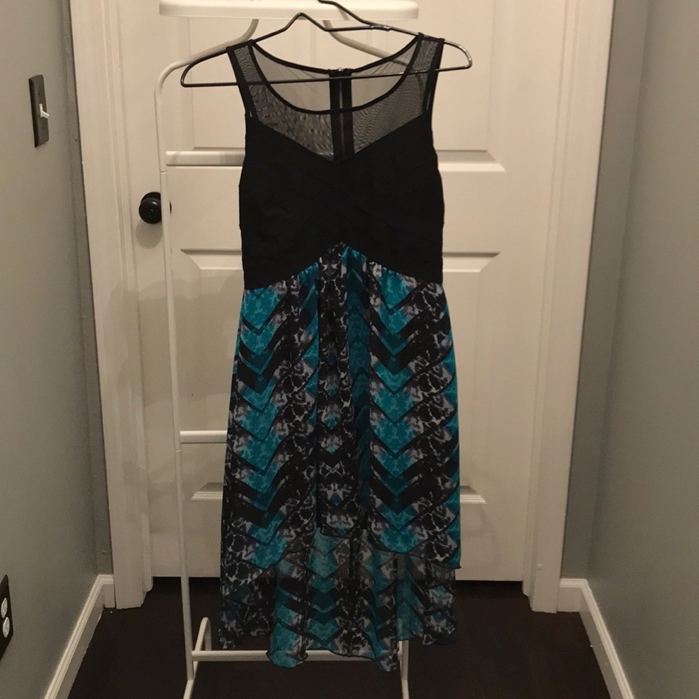 Mesh top hi-low dress